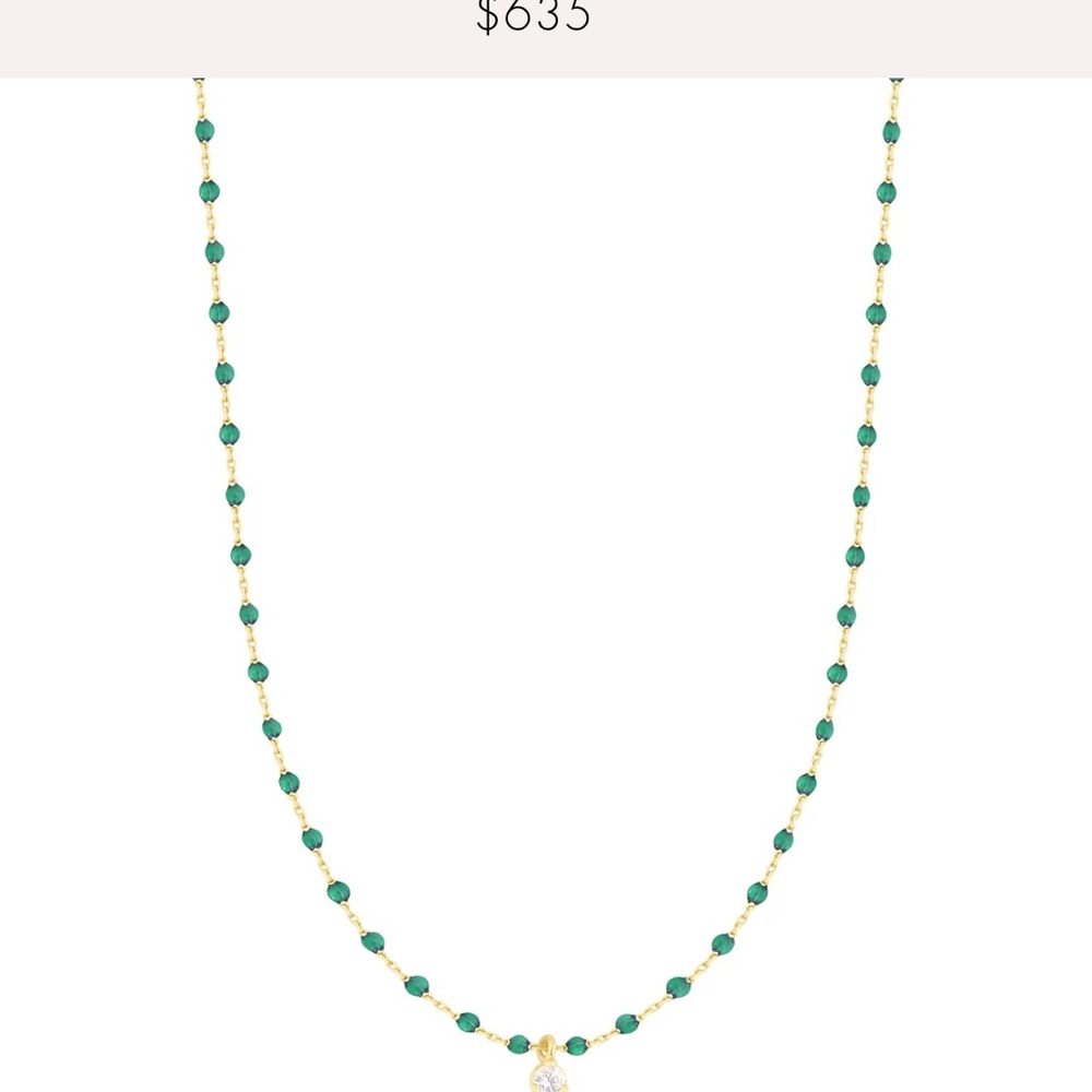 The Mini Gigi dancing diamond necklace with emerald pearls